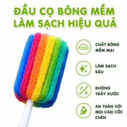 Set 2 Cây Cọ Rửa Cốc Chén Bọt Biển Cầm Tay GD311 - Dụng Cụ Cọ Rửa Ly Cốc, Bình Sữa 7 Sắc Cầu Vồng 4