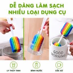 Set 2 Cây Cọ Rửa Cốc Chén Bọt Biển Cầm Tay GD311 - Dụng Cụ Cọ Rửa Ly Cốc, Bình Sữa 7 Sắc Cầu Vồng 5