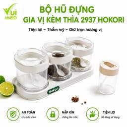 Bộ 4 Hũ Đựng Gia Vị Kèm Thìa Có Nắp Đạy 2937 Hokori GD315 - Hộp Đựng Gia Vị Nhựa Trong Suốt Hokori 1