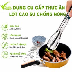 Cây Kẹp Gắp Thức Ăn Chống Nóng Lót Cao Su GD316 - Dụng Cụ Gắp Đồ Nướng Chống Nóng Inox Không Gỉ 1