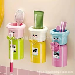 Kệ để bàn chải đánh răng giá để bàn chải đánh răng decor trang trí nhà tắm giúp bé thích đánh răng hơn H9,5L 2