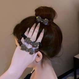 Dây buộc tóc nơ kim cương giả Hàn Quốc có độ đàn hồi cao 1