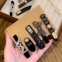 Set 5 Kẹp Tóc Miu Lót Nhung Đính Hạt Loại Mới 3
