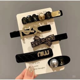 Set 5 Kẹp Tóc Miu Lót Nhung Đính Hạt Loại Mới 2