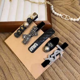 Set 5 Kẹp Tóc Miu Lót Nhung Đính Hạt Loại Mới 4