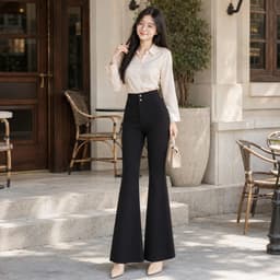 Quần Ống Loe Nữ Form Dáng Dài Lưng Cao Tôn Dáng Vải Tuyết Mưa Cao Cấp m101 2