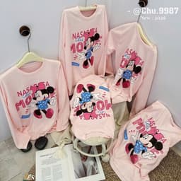 Áo phông giấy gạo dài tay cổ tròn in hình MK đeo nơ hồng nasa 8