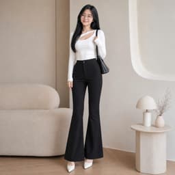 Quần Ống Loe Nữ Cạp Cao Vải Tuyết Mưa Mềm Mịn Đứng Form Tôn Vóc Dàng Đôi Chân Dài Thon Gọn m833 2