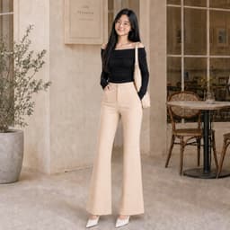 Quần Ống Loe Nữ Cạp Cao Vải Tuyết Mưa Mềm Mịn Đứng Form Tôn Vóc Dàng Đôi Chân Dài Thon Gọn m833 3