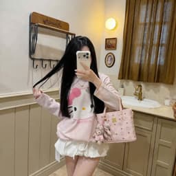 Áo phông giấy gạo dài tay cổ tròn in hình mèo happy time 4