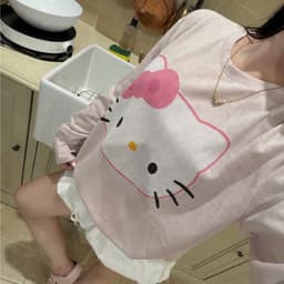 Áo phông giấy gạo dài tay cổ tròn in hình mèo happy time 5