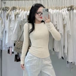 Áo thun body dài tay chất zip sước cho nữ 3