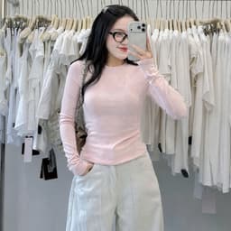 Áo thun body dài tay chất zip sước cho nữ 5