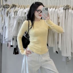 Áo thun body dài tay chất zip sước cho nữ 7