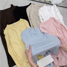 Áo thun body dài tay chất zip sước cho nữ 9