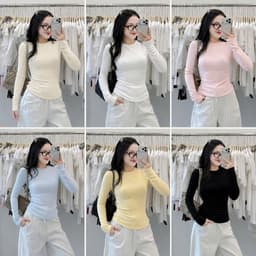 Áo thun body dài tay chất zip sước cho nữ 2