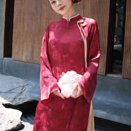 Áo Dài Nữ Đỏ đô Dáng Suông Nhẹ – Vải Tằm Cao Cấp, Mềm Mịn, Sang Xịn, Mặc Lễ Tết Trung Thu 7