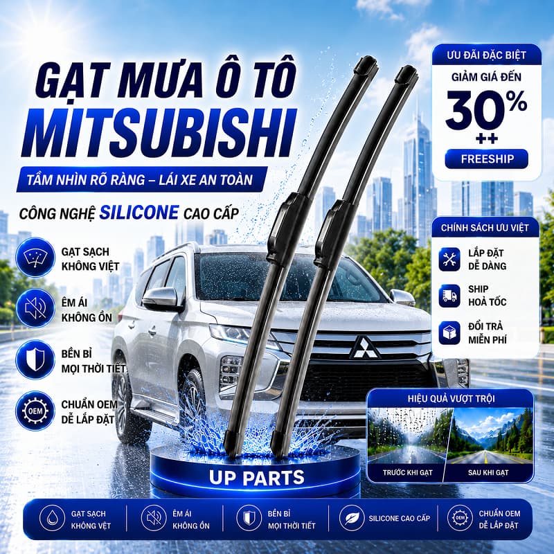 Bộ Gạt Mưa Ô Tô MITSUBISHI Pajero, Triton, Xforce, Outlander - Gạt Mưa Cao Cấp UP PARTS – Cần Gạt Mưa Xe Hơi Chuẩn Ziin