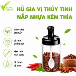 Bộ Hũ Gia Vị Thủy Tinh Nắp Nhựa Kèm Thìa Tiện Lợi GD322 - Lọ Đựng Gia Vị Nhà Bếp Kèm Thìa Tiện Lợi 1