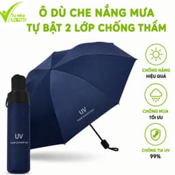 Ô Dù Che Nắng Mưa 2 Lớp 12 Nan Chống Tia UV GD324 - Ô Che Mưa Tự Bật Gấp Gọn Đóng Mở 2 Chiều 1