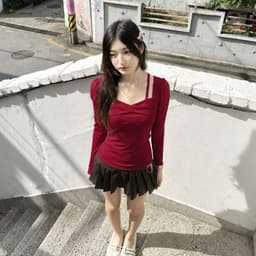 [Có Bigsize] Áo Thun Nữ Tay Dài Cổ 2 Dây Bo Chun Thun Gân Tăm Co Giãn Ôm Dáng Tôn Body LIMO MS482T 8