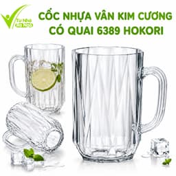 Cốc Nhựa Uống Nước Kim Cương Hokori 460ML GD332 - Ly Nhựa Quai Cầm Uống Trà Nước Ép Dễ Vệ Sinh 1