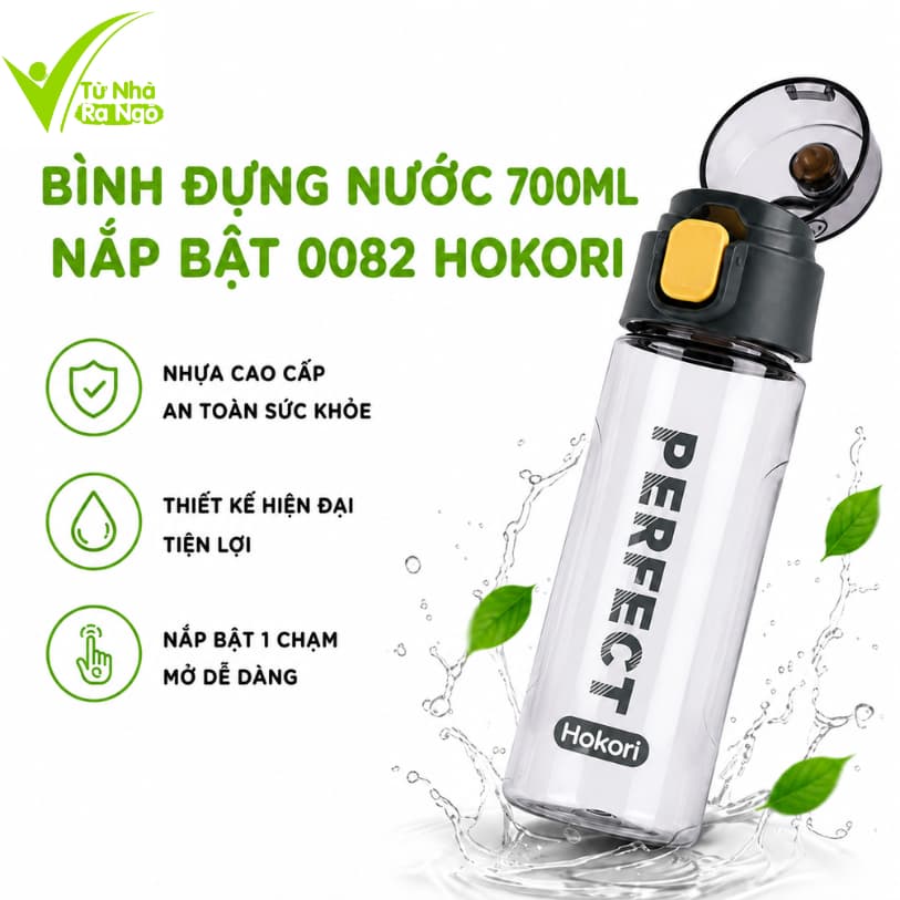 Bình Nước Nhựa Hokori 700ml Đi Học Đi Làm Thể Thao GD334 - Bình Nước Hokori 700ml Chống Rò Rỉ