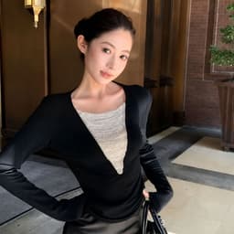 [Có Bigsize 45-85kg] Áo Thun Nữ Tay Dài Cổ V Phối Cườm LIMO Cotton Co Giãn Tôn Dáng Sang Chảnh MS558 7