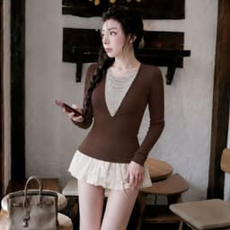 [Có Bigsize 45-85kg] Áo Thun Nữ Tay Dài Cổ V Phối Cườm LIMO Cotton Co Giãn Tôn Dáng Sang Chảnh MS558 2