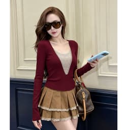[Có Bigsize 45-85kg] Áo Thun Nữ Tay Dài Cổ V Phối Cườm LIMO Cotton Co Giãn Tôn Dáng Sang Chảnh MS558 3