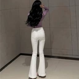 Quần Jean Kaki Nữ Ống Loe Dáng Dài 99-102cm, Quần Loe Nữ Cạp Cao Tôn Dáng, Form Đẹp Thời Trang - Mane clothingg 6