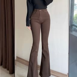 Quần Jean Kaki Nữ Ống Loe Dáng Dài 99-102cm, Quần Loe Nữ Cạp Cao Tôn Dáng, Form Đẹp Thời Trang - Mane clothingg 9