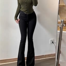 Quần Jean Kaki Nữ Ống Loe Dáng Dài 99-102cm, Quần Loe Nữ Cạp Cao Tôn Dáng, Form Đẹp Thời Trang - Mane clothingg 8