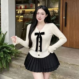 [Có Bigsize 45-85kg] Áo Thun Nữ Tay Dài Cổ V Phối Nơ LIMO Thun Gân Tăm Co Giãn Ôm Dáng MS329 8