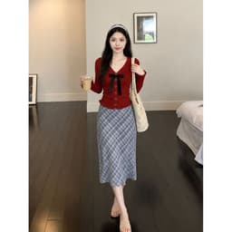 [Có Bigsize 45-85kg] Áo Thun Nữ Tay Dài Cổ V Phối Nơ LIMO Thun Gân Tăm Co Giãn Ôm Dáng MS329 6