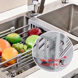 Rổ Rút Inox Đa Năng Gác Chậu Rửa Chén, Rửa Hoa Quả - Mầu Ngẫu Nhiên 7