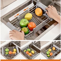 Rổ Rút Inox Đa Năng Gác Chậu Rửa Chén, Rửa Hoa Quả - Mầu Ngẫu Nhiên 6