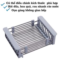 Rổ Rút Inox Đa Năng Gác Chậu Rửa Chén, Rửa Hoa Quả - Mầu Ngẫu Nhiên 3
