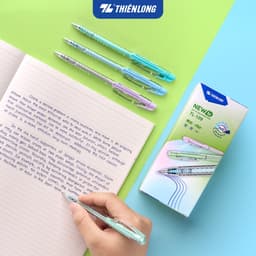 Combo 5/10/20 Bút bi Thiên Long FO-039 Pro, phiên bản nâng cấp, 4 màu thân thời trang, ngòi 0.5mm, mực xanh TL-109 4