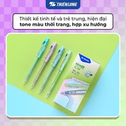 Combo 5/10/20 Bút bi Thiên Long FO-039 Pro, phiên bản nâng cấp, 4 màu thân thời trang, ngòi 0.5mm, mực xanh TL-109 8