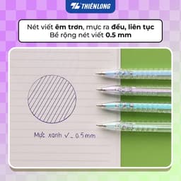 Combo 5/10/20 Bút bi Thiên Long FO-039 Pro, phiên bản nâng cấp, 4 màu thân thời trang, ngòi 0.5mm, mực xanh TL-109 5