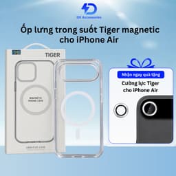 [Tặng cường lực Camera] Ốp lưng trong suốt Tiger magnetic chống ố vàng chống sốc bảo vệ dành cho iPhone Air 1