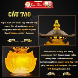 Đèn Phú Quý Hợp Kim Hoa Sen Led Đổi Màu CHÂN THIỆN MỸ, Đồ Trang Trí Bàn Thờ Phật, Gia Tiên M14 2