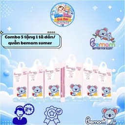 [ Combo 5 tặng 1 ] bỉm Bemom SUMMER siêu mỏng mềm, thấm hút tốt size NB/S/M/L/XL/2XL/3XL/4XL 1