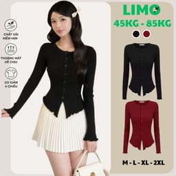 [Có Bigsize 45-85kg] Áo Thun Nữ Tay Dài LIMO Chất Gân Nhung Đũa Co Giãn Mềm Mịn Mặc Thu Đông MS010 1