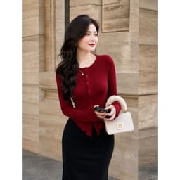[Có Bigsize 45-85kg] Áo Thun Nữ Tay Dài LIMO Chất Gân Nhung Đũa Co Giãn Mềm Mịn Mặc Thu Đông MS010 5