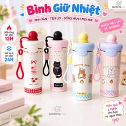 Bình giữ nhiệt inox 316 600ml họa tiết dễ thương, giữ nhiệt lâu 1