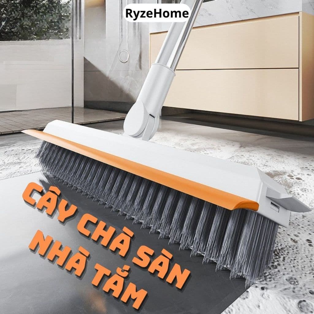 Chổi Chà Sàn Nhà Tắm Đa Năng, Chà Tường, Gạt Nước, Cán Chổi Đầm Tay, Lông Chổi Dày Dặn Chắc Chắn