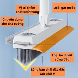 Chổi Chà Sàn Nhà Tắm Đa Năng, Chà Tường, Gạt Nước, Cán Chổi Đầm Tay, Lông Chổi Dày Dặn Chắc Chắn 2