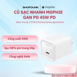 Sạc mophie Essentials PD 45W USB-C GaN White Chính Hãng. 1